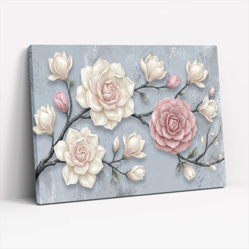 Art floral, art mural sur toile, ensemble de 1, H 18 po x l 24 po, Toile tendue