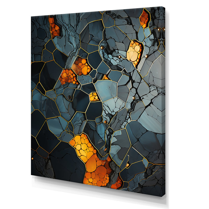 Marble Yellow Elegance II - art mural géométrique, H 32 po x l 16 po x P 1 po, Toile tendue