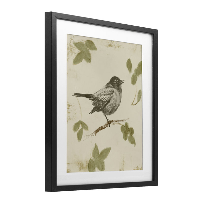 «Bird Scene over Neutral», reproduction encadrée sous verre, conception de Lanie Loreth, Cadre noir minuit, H 16 po x l 13 po