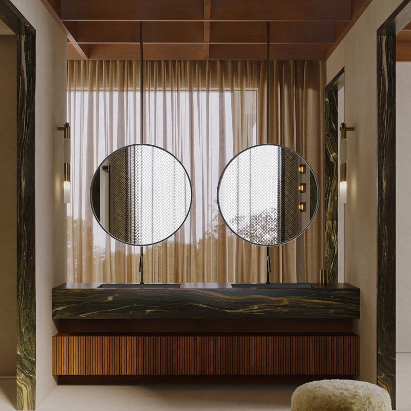 Miroir mural rond en métal (ensemble de 2), Doré, 24 po x 24 po