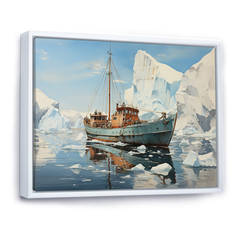 Bleu sarcelle blanc glacé Iceberg Wonder, Cadre flottant blanc, H 30 po x l 40 po x P 1,5 po