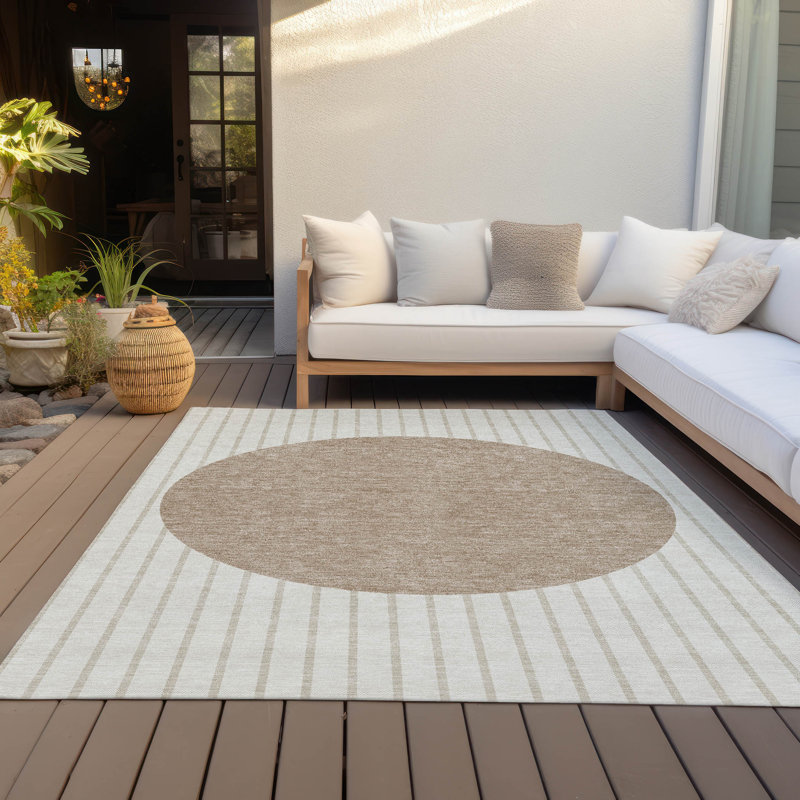 Tapis ivoire intérieur / extérieur Ember , 9 pi x 12 pi