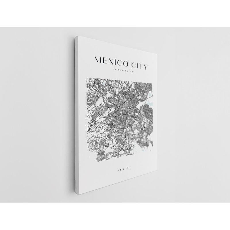 «Mexico City Map Print», reproduction sur toile, H 45 po x l 30 po