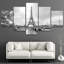 Architecture, Paris, Tour Eiffel, depuis la seine. Cityscape in Black and White Coastal - 5 pièces sur toile tendue