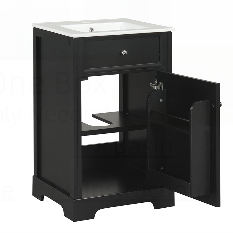 Meuble-lavabo de salle de bain avec lavabo, porte à fermeture douce et grand espace de rangement pour les salles de bain modernes