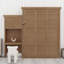 Lit escamotable avec plusieurs tablettes de rangement et décoration à persiennes-230653119