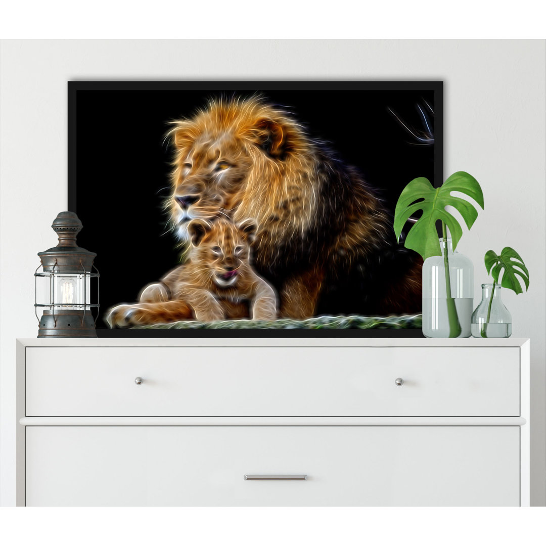 Gerahmter Kunstdruck Dear Lion with Cub