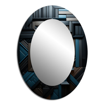 Onyx Opulence Vector - Abstract Oval Decorative Mirror On Metal