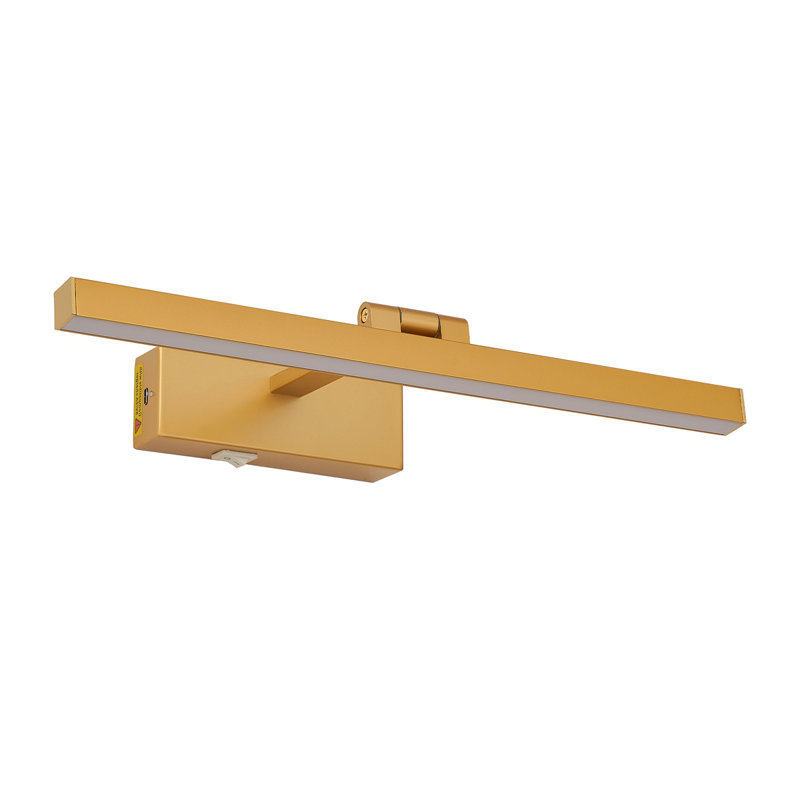 Luminaires de salle de bain dorés de 16 po au-dessus d'un miroir moderne à DEL à intensité variable pour éclairage de salle de bain