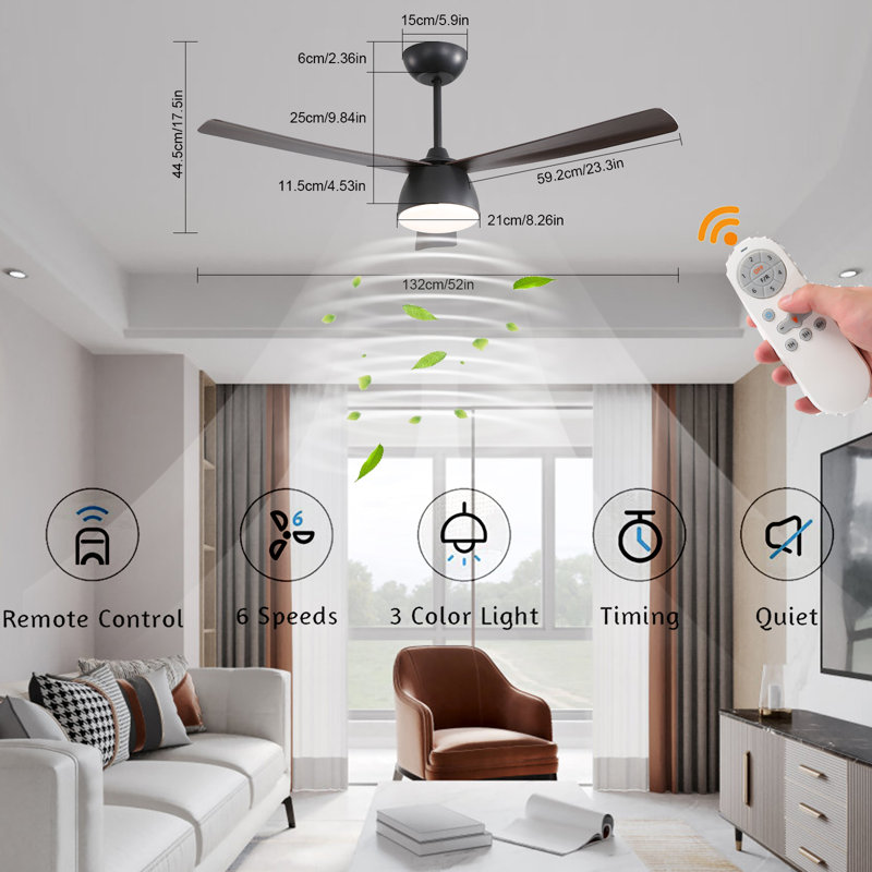 52'' Ceiling Fan Light With Remote