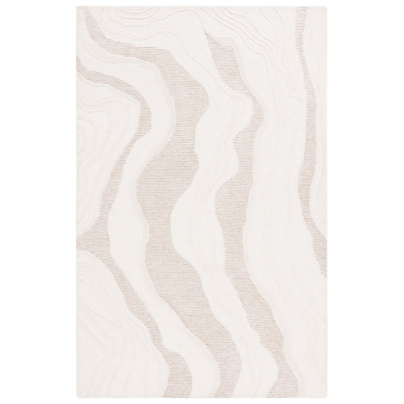 Jayanne Hand Tufted Wool/Cotton Abstract Rug in Natural/Ivory, Runner 2'3" x 8'