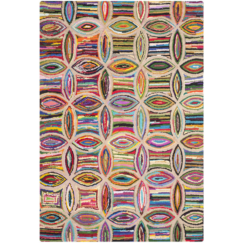 Anaheim Nantucket Hand Tufted Cotton/Jute Abstract Rug in Pink/Beige, Rectangle 2'3" x 5'