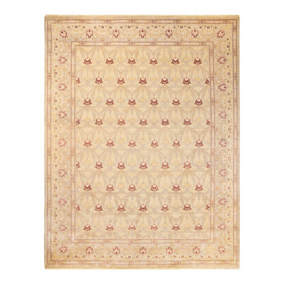 Tapis sable noué à la main de conception unique 9 pi 2 po x 11 pi 9 po Simmi