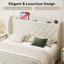 Grand lit tapissier à 4 tiroirs, lit avec tête de rangement et station de charge-1266971917