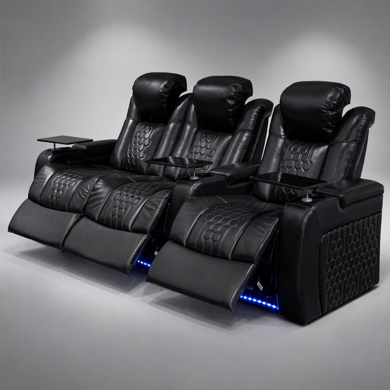 Fauteuil inclinable électrique 93,3 pouces 3 PC avec nappa de grain supérieur, relaxation entièrement réglable, charge intelligente, éclairage à DEL RVB dynamique, CAFÉ