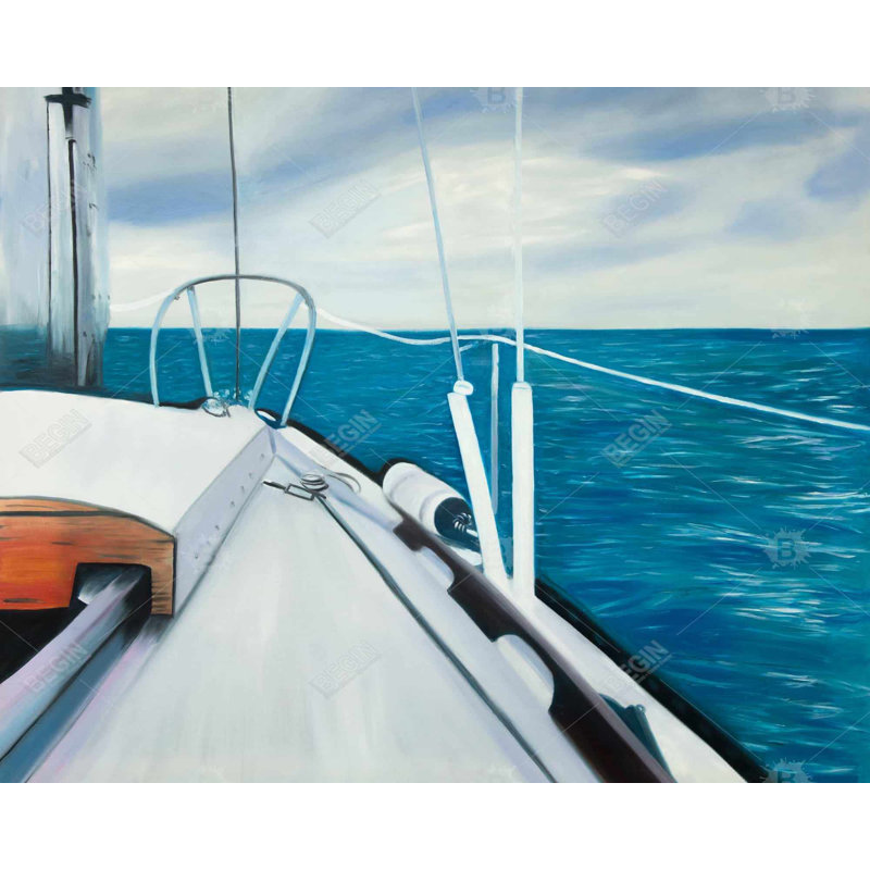 Voile sur l'eau, reproduction sur toile