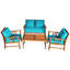 Ensemble de conversation pour patio en acacia pour 4 personnes avec coussins