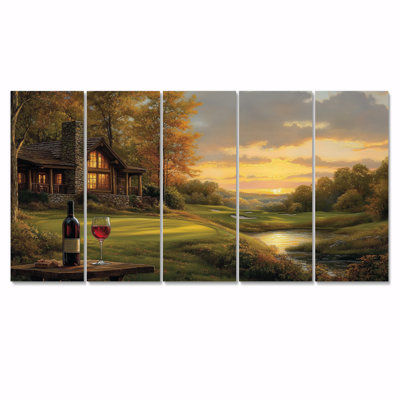 Ensemble de salon Green Golf Course With Cozy Lodge VII - Golf Wall Art