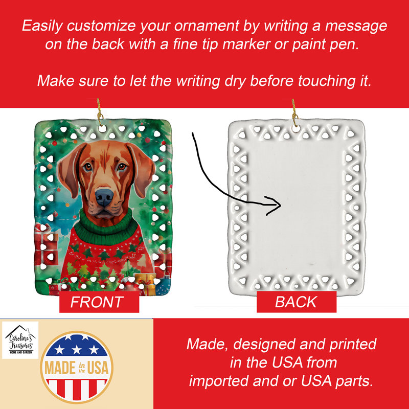 Ornement en porcelaine de Noël Vizsla, Vizsla 3676