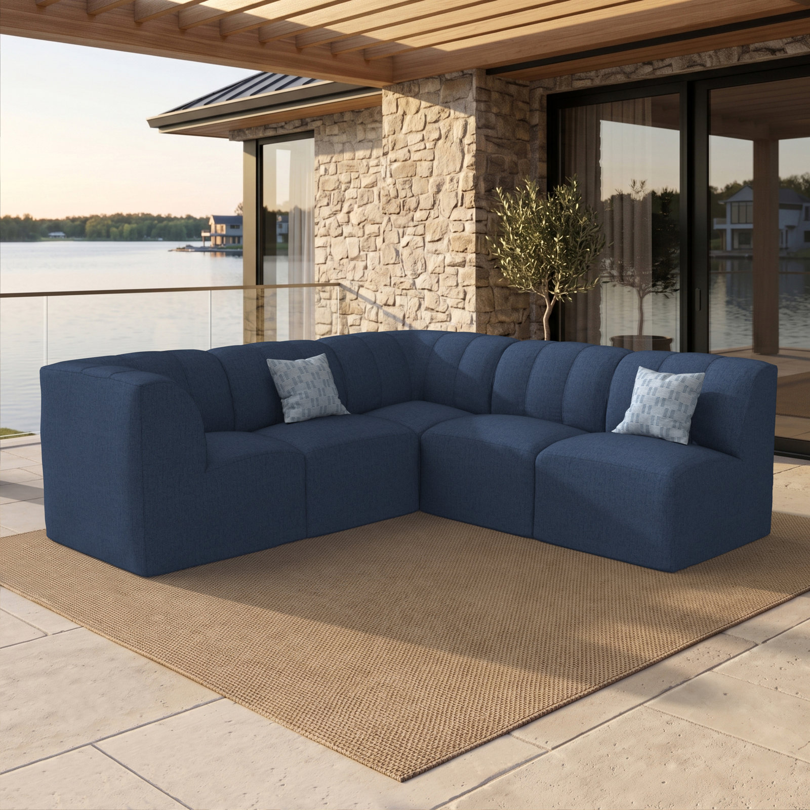 Eliana 5-Person Sunbrella® Patio Seating Group, Sunbrella Spectrum Indigo