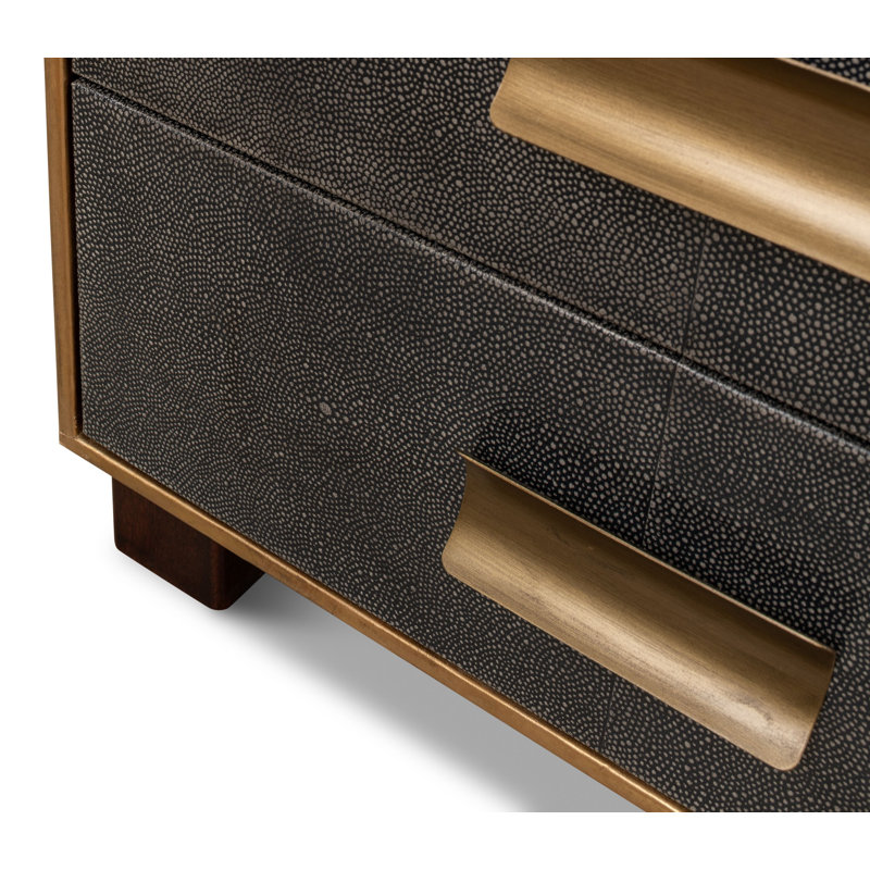 Shagreen 3 - Drawer Solid Wood Nightstand, Antique Gray