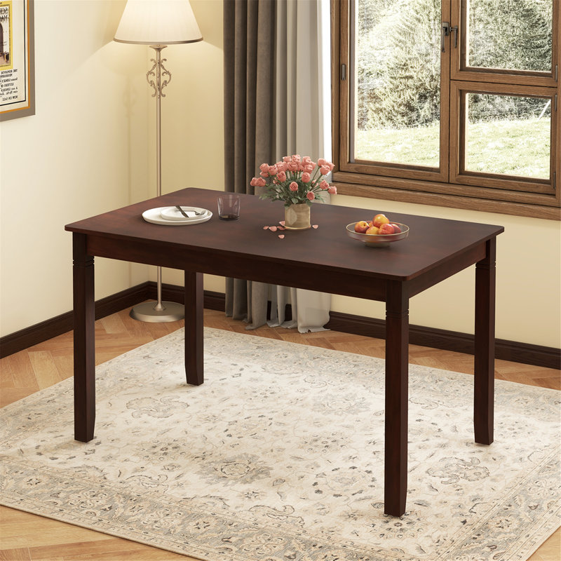 Table de salle à manger 48 "en bois pour 4 personnes avec pieds en bois d'hévéa, Brown