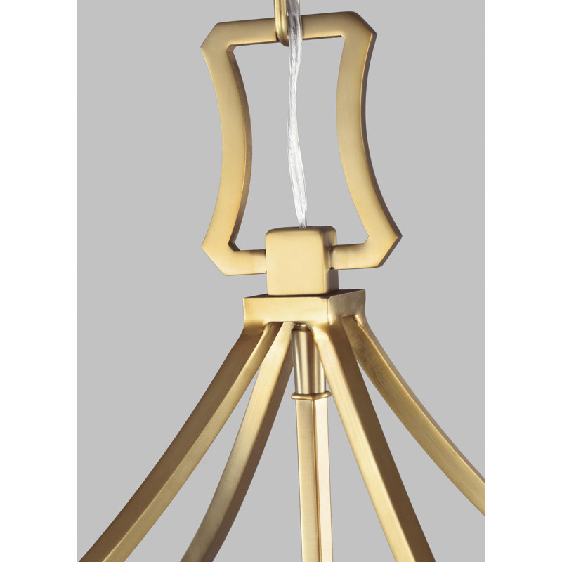 Meztli 4 - Light Dimmable Lantern Geometric Chandelier, 27.62" H x 18" W x 18" D, Burnished Brass