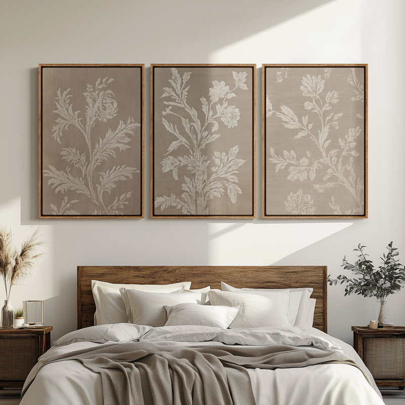 Framed Canvas Wall Art - Vintage Abstract Wall Prints for Bedroom, 24" H x 16" W, Natural