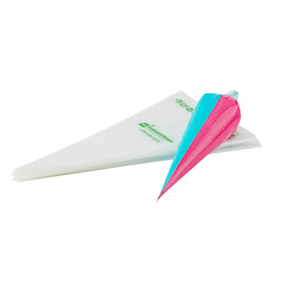 Restaurantware-Pastry Tek 17.7 x 9.5 Inch Two-Color Icing Bags, 100 Thick Multi-Color Piping Bags - Sustainable, For Icing, Frosting, & Buttercream, Clear Plastic Disposable Piping Bags, For Cakes