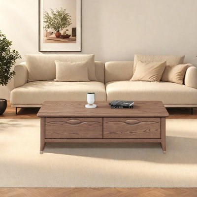 Table basse en frêne avec quatre tiroirs de rangement