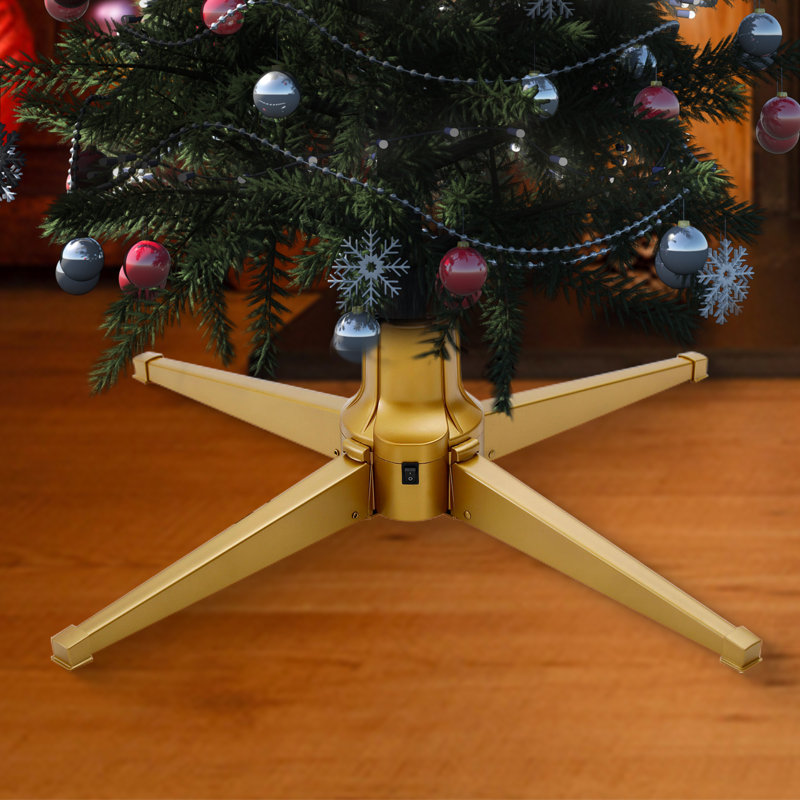 Gold Rotating Metal Stand for Artificial Christmas Trees up to 7.5 Feet
