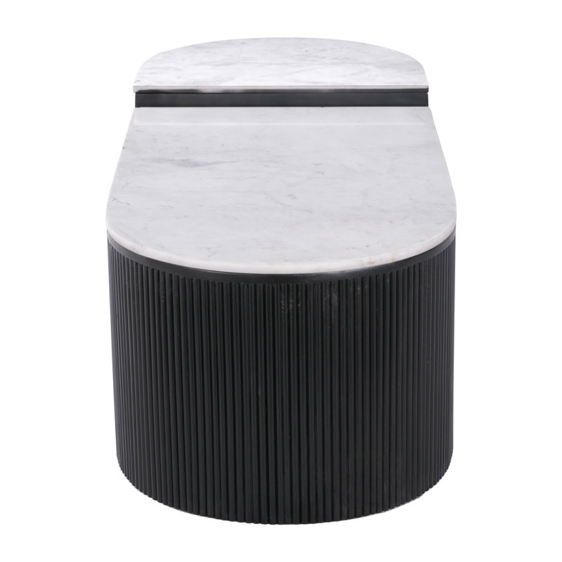 Doha Black and White Marble Top 2-Piece Coffee Table Set