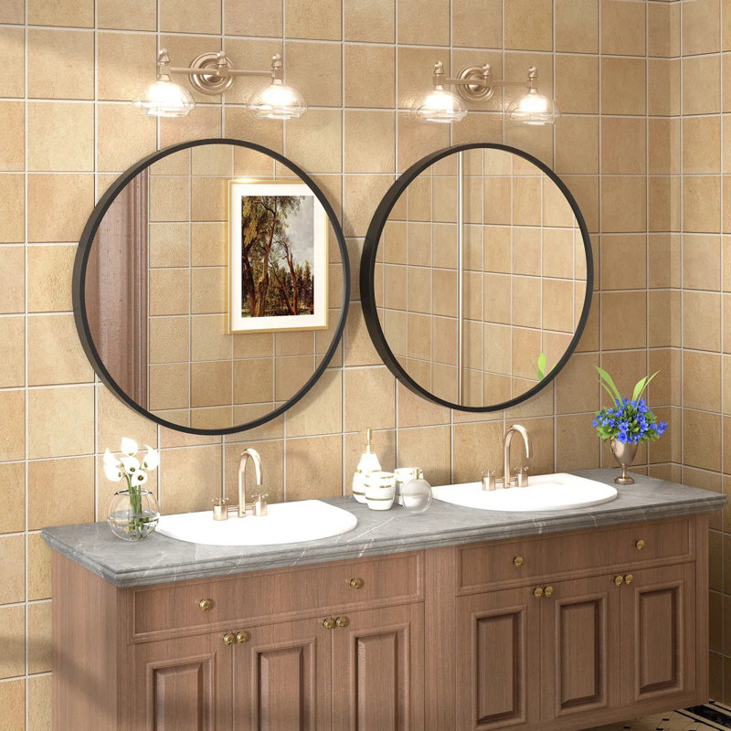 Miroir de salle de bain Amara , 24 po x 24 po, Noir mat