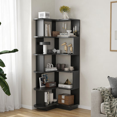 5-Tier Corner Bookshelf, L-Shaped Freestanding Storage & Display Stand For Living Room, Office, And Bedroom