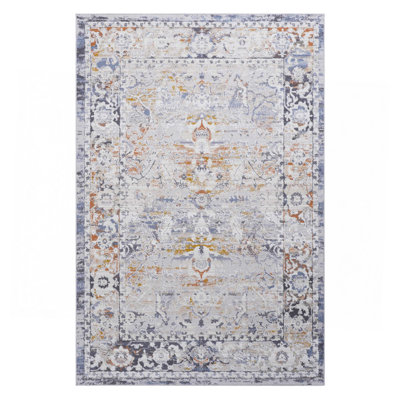  Tapis ivoire / gris / traditionnel non délesté pour le salon, la salle à manger et le bureau