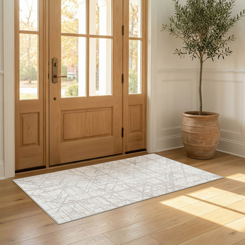 Wyatt & Ash Aria Dream Mink Printed Chenille Rugs, Ivory, 3' x 5'