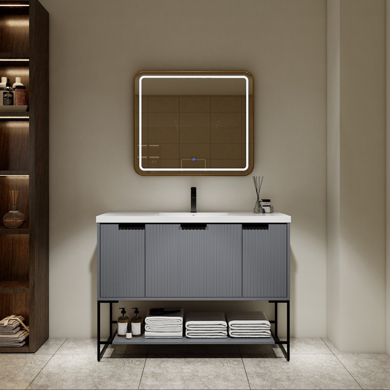 Meuble-lavabo 48 po avec lavabo en résine, Gris