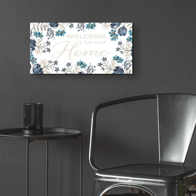 Welcome To Our Home par - Art textuel sans cadre, H 12 po x l 24 po x P 0,2 po