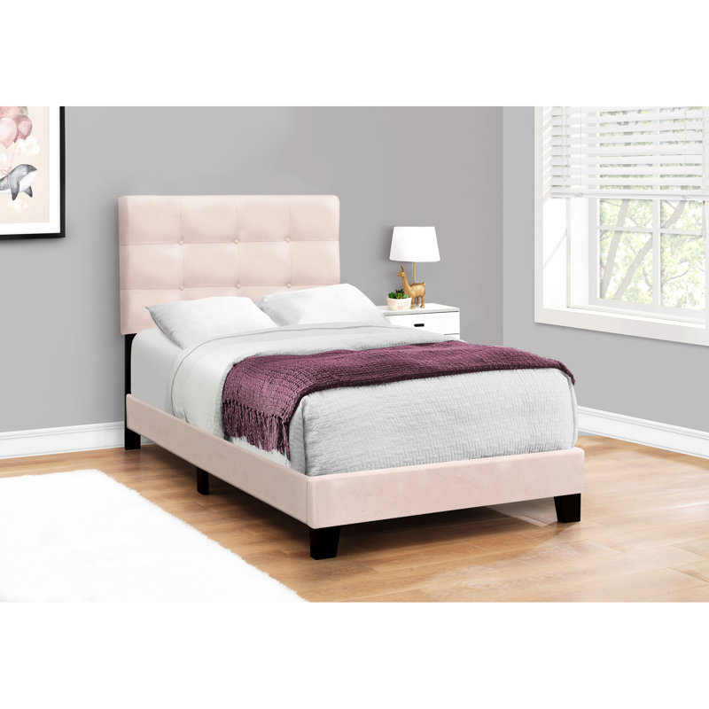 Lit simple pour adolescent, lit en velours rose, mobilier de style moderne