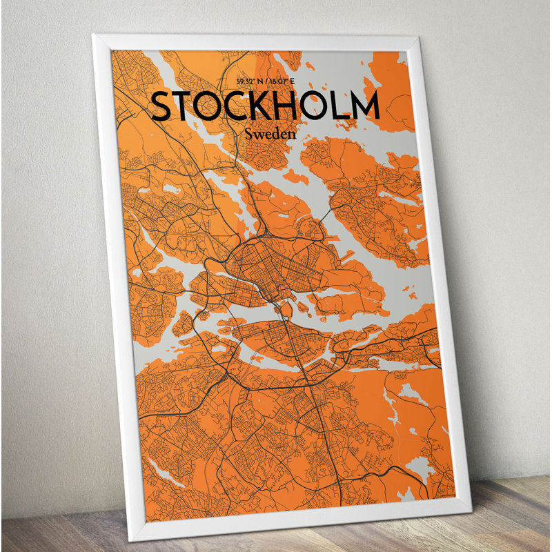 Stockholm City Map - No Frame Print, 43.2cm H x 27.9cm W x 0.13cm D