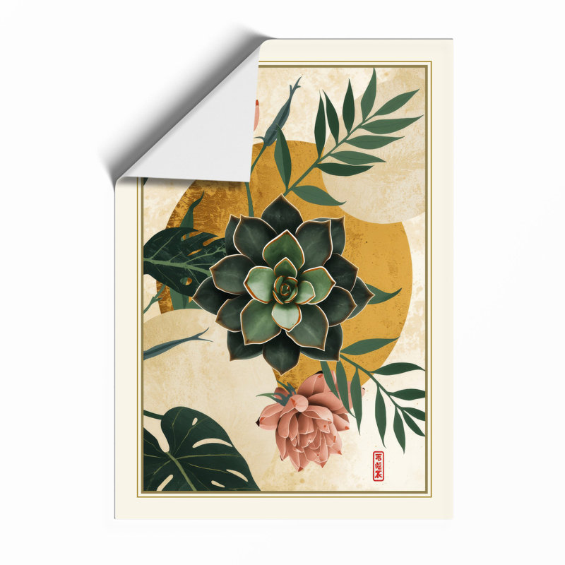 Roses and Succulents Botanical - Framed Print, A2 - 59.4 x 42.0 cm, Unframed
