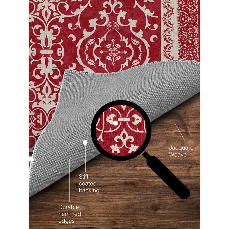 Tapis de chaise rectangulaire à poils courts Rao, L 48 po x L 72 po, Rouge