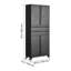 Armoire de rangement en métal avec roulettes, capacité de charge de 180 lb, armoire de rangement pour outils roulante de 75 po de hauteur avec 4 portes verrouillables et tablettes réglables, 2 tiroirs, pour le garage, le bureau, la maison