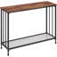 Console de hall d'entrée, structure en verre cannelé de 41,3 x 11,8 x 31,9 pouces, table d'appoint avec canapé de rangement à 2 niveaux, table d'appoint décor rétro moderne pour le couloir de la chambre du salon, brun rustique-1888538821-1888538826
