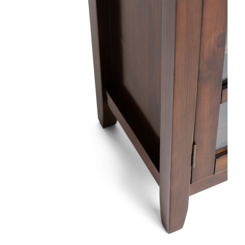 Russet Brown Solid Wood Medium Storage Cabinet with Glass Doors