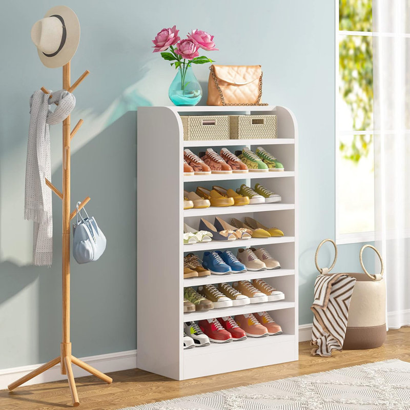 25.59" Width  White Shoe Rack