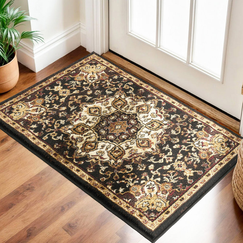 Contemporary Indoor Area Rug, Rectangulaire 7 pi 10 po x 10 pi 3 po, Noir