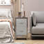 Table de chevet moderne à 2 tiroirs gris avec miroir-474386441