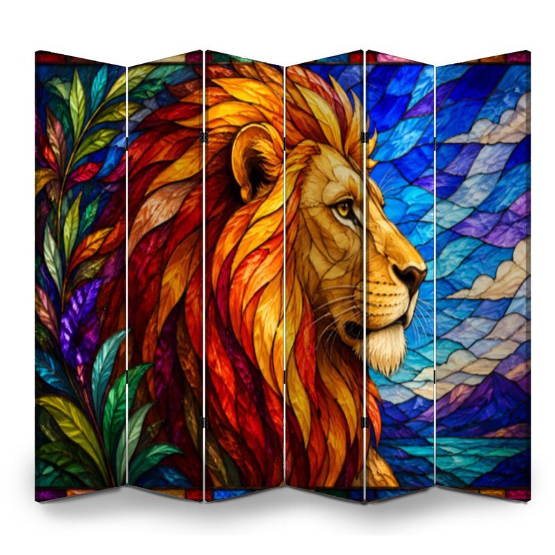 Cloison pliante 6 panneaux paravent Royal Lion Fiery Mane