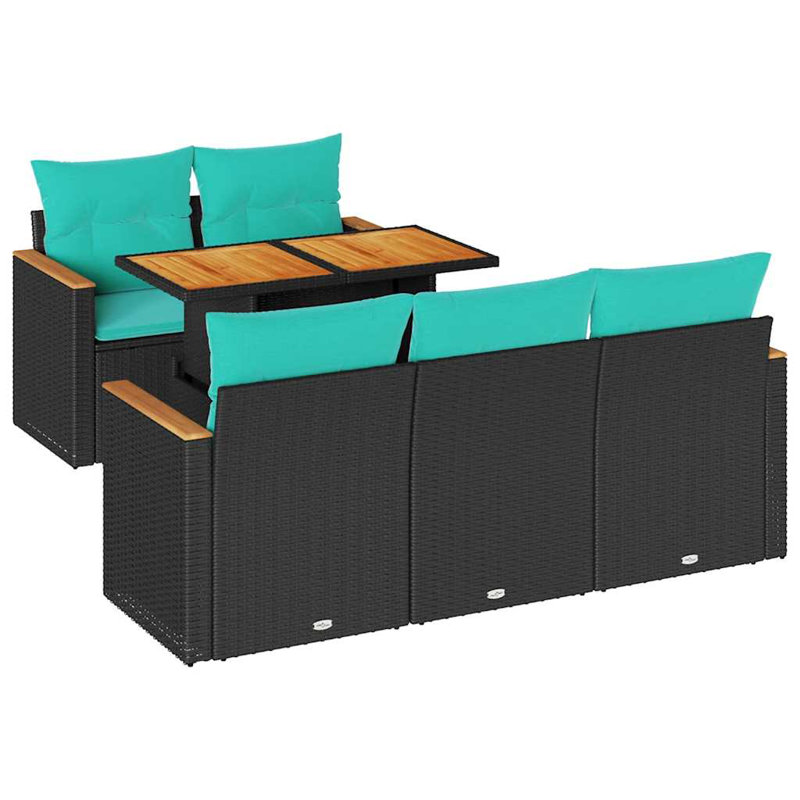  Ensemble de canapé de patio 6 pièces avec coussins en rotin de polyester